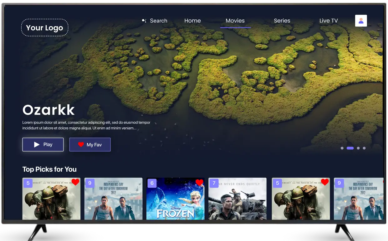 Premium TV OTT app interface